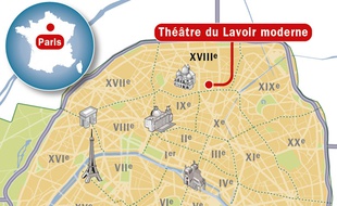 Localisation du théâtre le Lavoir moderne, dans le 18e arrondissement à Paris