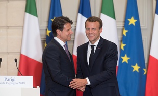 Guiseppe Conte and Emmanuel Macron.
French President Emmanuel Macron and Prime Minister of Italy Guiseppe Conte during a press conference at Elysee Palace.
Paris, FRANCE-15/06/2018