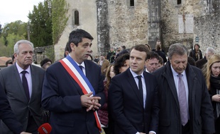 Le leader du mouvement, En Marche !, Emmanuel Macron à Oradour-sur-Glane, le 28 avril 2017.