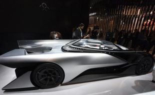 Le monoplace Faraday Future FFZERO1 présenté au salon CES de Las Vegas, au Nevada, le 6 janvier 2016