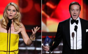 Claire Danes et Damien Lewis, récompensés aux Emmy Awards, le 23 septembre 2012, pour leur rôle dans la série «Homeland».