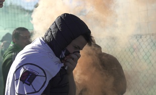 Un supporter stéphanois, ici avant un derby dans le Chaudron.