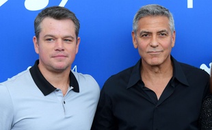 Matt Damon et George Clooney à la Mostra de Venise, le 2 septembre 2017.