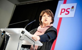 Le 10 janvier 2012, la secrétaire générale du Parti Socialiste présente ses voeux à la presse au siège du parti, rue de Solferino.
