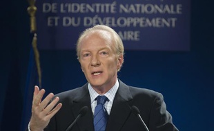 Brice Hortefeux, lors de sa conférence de presse bilan le 13 janvier 2008.
