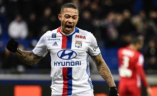 L'international néerlandais Memphis Depay a laissé éclater sa joie mercredi après avoir inscrit son premier but sous ses nouvelles couleurs face à Nancy. JEFF PACHOUD