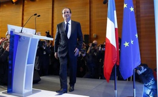 François Hollande lors de la première conférence de presse de sa campagne, le 25 avril 2012.