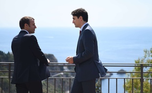 La première rencontre en Emmanuel Macron et Justin Trudeau le 26 mai 2017 en Sicile.