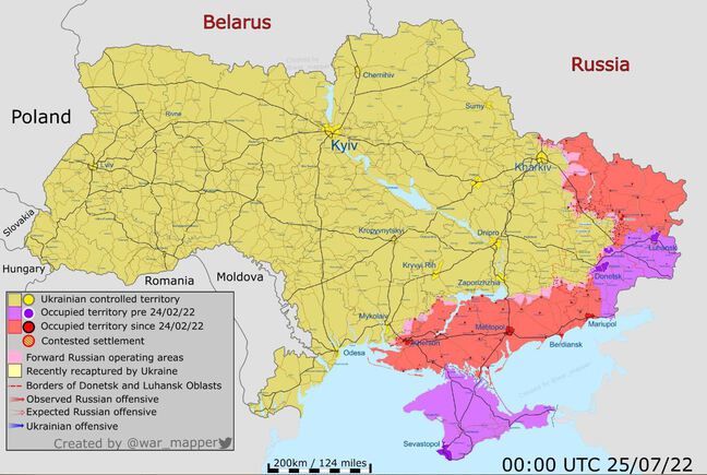 Point sur les combats en Ukraine au 25/07/2022