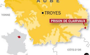 Carte de localisation de la prison de Clairvaux (Aube) suite à la prise en otage d’un surveillant.