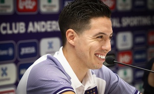 Samir Nasri lors de sa conférence de presse de présentation à Anderlecht, le 9 juillet 2019.