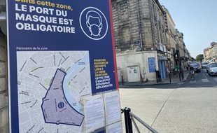 Affiche rappelant l'obligation de port du masque à Bordeaux.