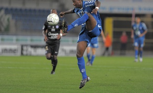 L'attaquant strasbourgeois Magaye Gueye lors de Racing-Caen (2-2), 28 septembre 2009.