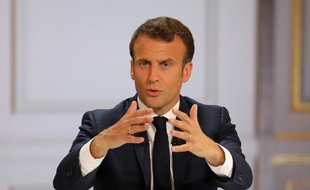 Emmanuel Macron lors de son discours à l'issue du Grand débat national, à l’Élysée, le 25 avril 2019.