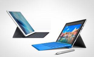 L'iPad Pro, d'Apple, face à Surface Pro 4, de Microsoft.