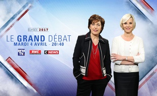 Visuel de présentation du débat du 4 avril 2017 entre les 11 candidats au premier tour de l'élection présidentielle diffusé sur BFMTV et CNews.