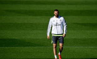 L'attaquant du Real Karim Benzema à l'entraînement, le 7 novembre 2015 à Madrid