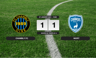 Ligue 2, 20ème journée: Match nul entre le FC Chambly et Niort sur le score de 1-1