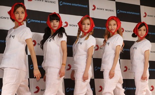 Le groupe coréen Crayon Pop pendant la promotion de son dernier album, à Séoul, le 28 mars 2014.