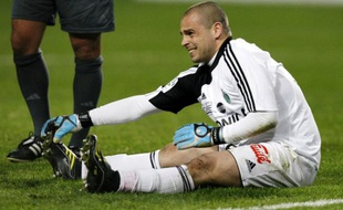 Le gardien de Saint-Etienne, Jérémie Janot, lors du match de L1 contre Lille, le 18 avril 2009.
