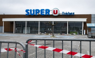 Le super U de Trèbes, où a eu lieu l'attaque terroriste le 23 mars 2017.