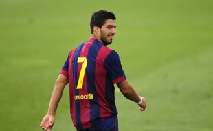 Luis Suarez en amical avec la réserve du Barça le 24 septembre 2014.