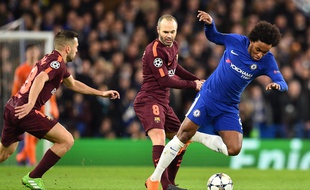 Willian, lors de Chelsea-Barça, le 20 février 2018.