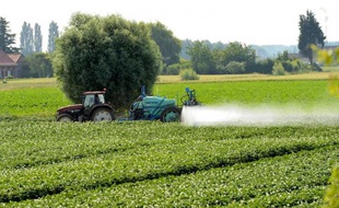 Epandage de pesticides dans un champ