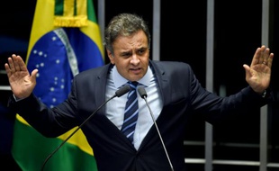 Le sénateur brésilien Aecio Neves au Sénat à Brasilia le 11 mai 2016