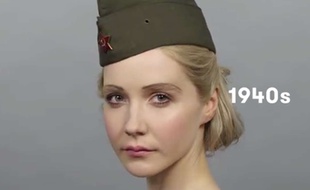 Capture d'écran d'une vidéo du collectif Cut, montrant l'évolution du look des femmes russes entre 1910 et 2010.