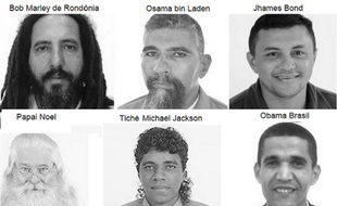 Montage photo de six candidats farfelus des élections générales brésiliennes d'octobre 2014.
