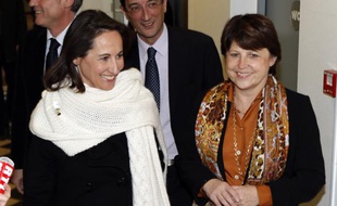 Ségolène Royal et Martine Aubry au siège du PS, le 26 novembre 2008