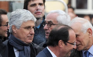 Philippe Martin (à gauche) en compagnie de François Hollande, le 16 avril 2012, à Carmaux (Tarn).
