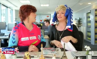 Catherine et Liliane aux couleurs du Racing club de Strasbourg !