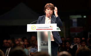 La maire de Lille Martine Aubry au lancement des Universités de l'Engagement du PS à Lomme (Nord), le 17 septembre 2016.