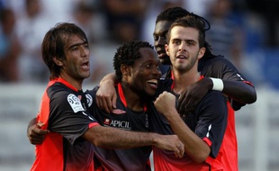 Les Lyonnais lors de leur victoire 3-0 à Auxerre le 22 août 2009.