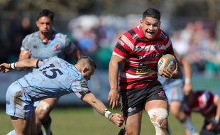 Le talonneur fidjien Sam Matavesi sous les couleurs du club anglais des Cornish Pirates, le 25 mars 2018 face aux London Scottish à Penzance.