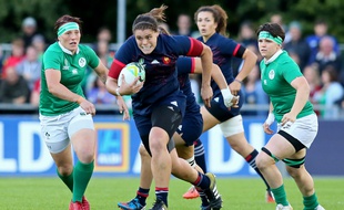 La pilier française Annaëlle Deshayes lors du match de Coupe du monde de rugby féminin contre l'Irlande, le 17 août 2017 à Dublin.