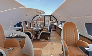 La cabine avec toit panoramique de l'ACJ319, le jet d'Aibus baptisé Infinito.