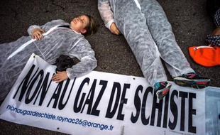 Manifestation contre l'exploitation du gaz de schiste à Montélimar le 13 octobre 2013.