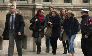Capture d'écran d'une vidéo tournée par l'AFPTV montrant les filles de Jacqueline Sauvage arrivant à l'Élysée à Paris, le 29 janvier 2016, pour rencontrer le Président François Hollande