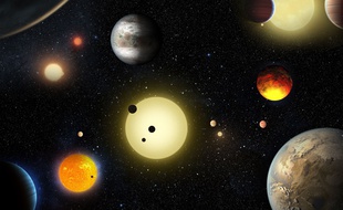 Certaines des planètes découvertes par Kepler (vue d'artiste).