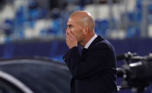 ZIdane sur le banc du Real lors du match contre le Shakhtar en Ligue des champions, le 21 octobre 2020.
