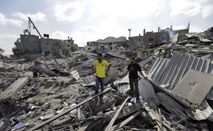 Ruines dans la bande de Gaza, le 26 juillet 2014.