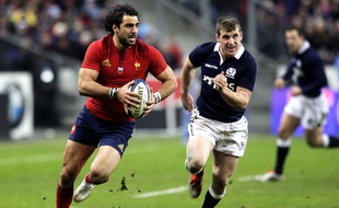 L'ailier du XV de France Yoann Huget lors de la rencontre du Tournoi des VI Nations contre l'Ecosse, le 7 février 2015 à Saint-Denis.