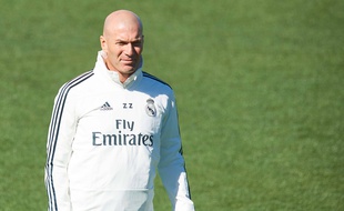 Zinédine Zidane à l'entraînement avec le Real Madrid, le 15 mars 2019.