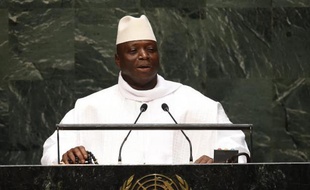 Le président gambien Yahya Jammeh à la tribune de l'ONU à New York, le 25 septembre 2014