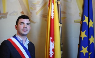 Le maire FN de Hayange (Moselle), Fabien Engelmann, le 6 avril 2014 à Hayange