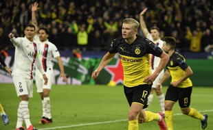 Haaland a inscrit un doublé contre le PSG en 8e de finale aller de la Ligue des champions, le 18 février à Dortmund.