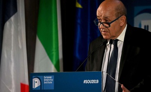 Le ministre des Affaires étrangères Jean-Yves Le Drian à Florence (Italie) le 3 mai 2019.